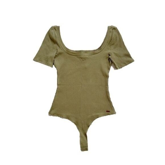 NWT n:PHILANTHROPY Langley Olive Green Ribbed Bodysuit Size S - Picture 2 of 11